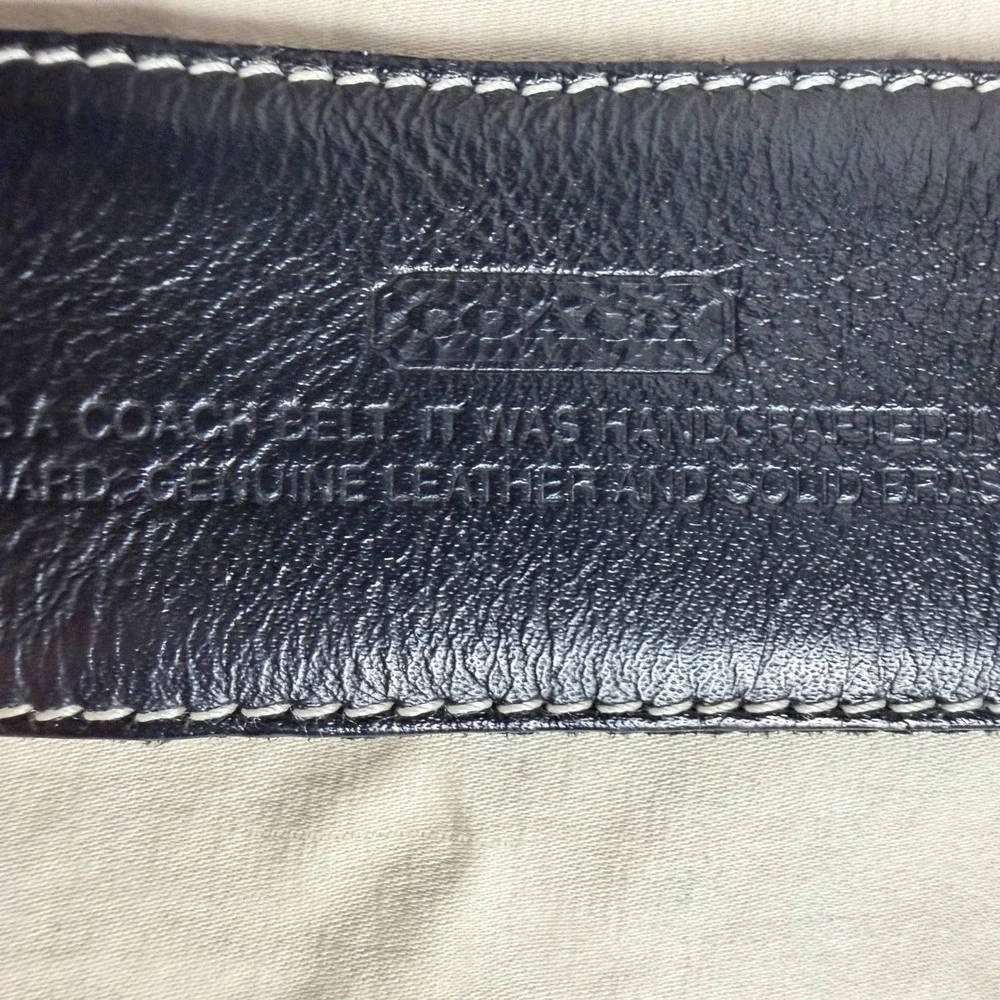 Coach Signature Jacquard Belt Large 8573 Black Silver Buckle 39in Leather